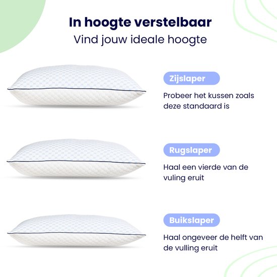Soulsnooze® - Oreiller de luxe Gloom - Design réglable - Convient aux dormeurs sur le dos, sur le côté et sur le ventre - 60x70 cm - Oreillers de chambre - Antiallergique - Rafraîchissant - Lavable