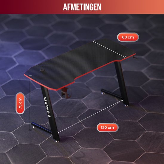 Avalo Gaming Desk - 120x60x75 CM - Pupitre de jeu - Table - Noir
