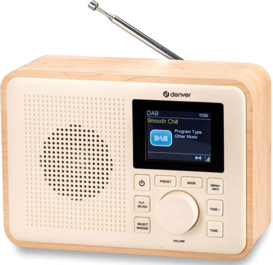 Denver DAB Radio - BIO PLASTIC - Radio rétro - DAB+ / FM Radio - Bluetooth - 40 présélections - DAB60LW
