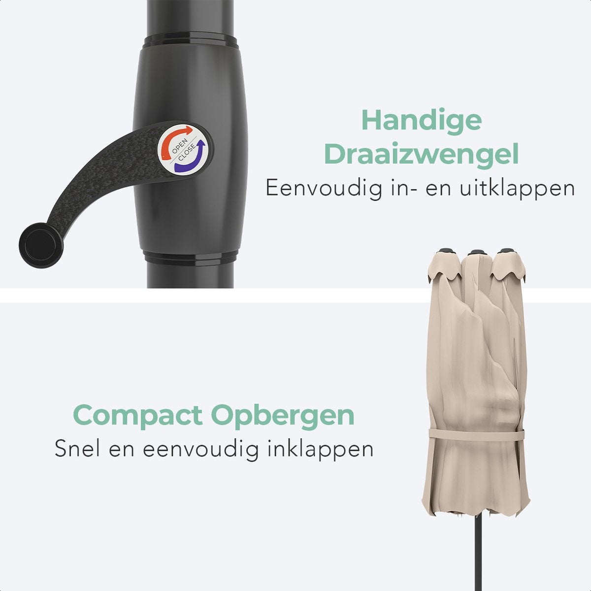 LifeGoods Parasol double - 270x460cm - jusqu'à 15 personnes - imperméable - avec housse - Taupe