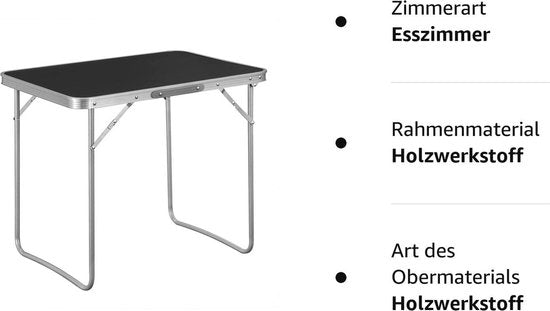 Table pliante - Bureau portable - Support compact - Surface pliante - Poste de travail de voyage - Tableau léger - Plateau facile à installer - Noir - 70x60x50 cm