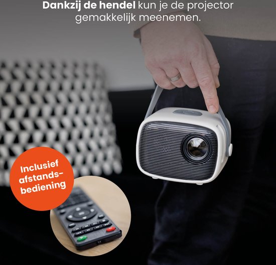 QLT TV Projector - Mini Beamer avec source lumineuse LED - Résolution 800 x 480 Pixels - 16:9 - Distance de projection 1 à 4 mètres - Avec télécommande - Blanc