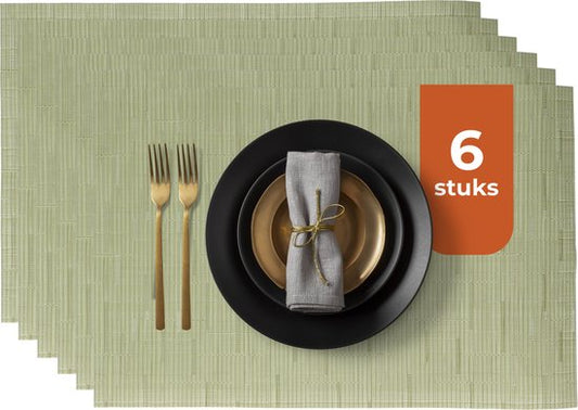 Sets de table Castagnola - Sets de table en plastique - Sous-verre - Sets de table en plastique et PVC - 6 pièces - 45 x 30 cm - Vert