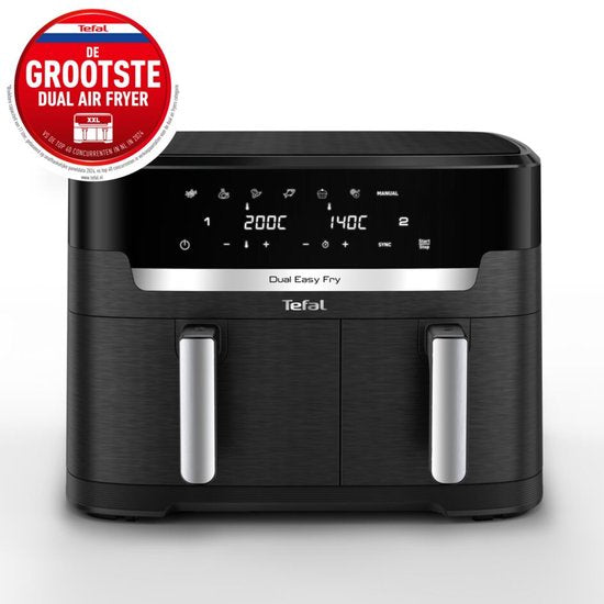 Tefal Easy Fry Dual XXL EY9428 - Friteuse à air chaud double XXL - 11 L - Bacs de 6,5 L et 4,5 L - 7 programmes - Pour 8 à 10 personnes