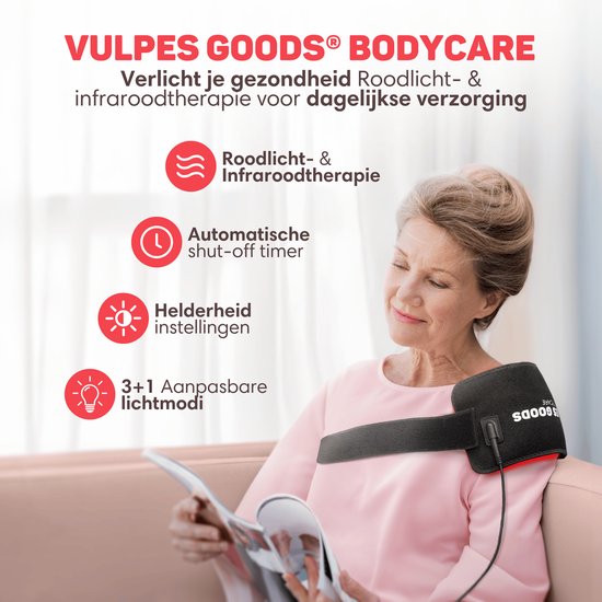 Vulpes Goods® BodyCare - Bande dorsale infrarouge portable - Bande infrarouge - Thérapie infrarouge - Lampe infrarouge - Thérapie par la lumière rouge - Bande chauffante - Thérapie par la lumière rouge - Bas du dos, épaules, cou, jambes - PRO