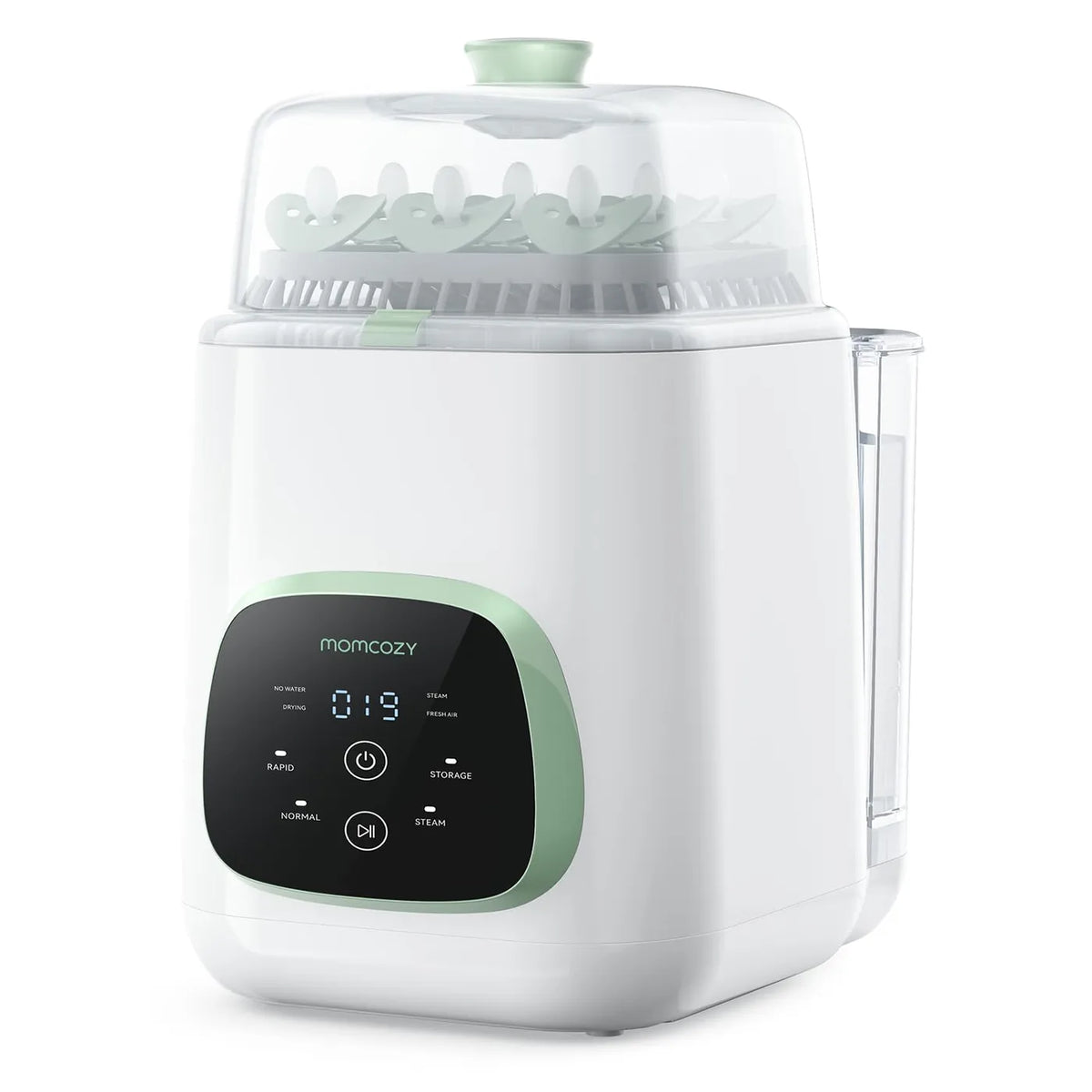 Momcozy BS03 Lave-biberons et stérilisateur entièrement automatique – Blanc-Vert – 60 pastilles de nettoyage