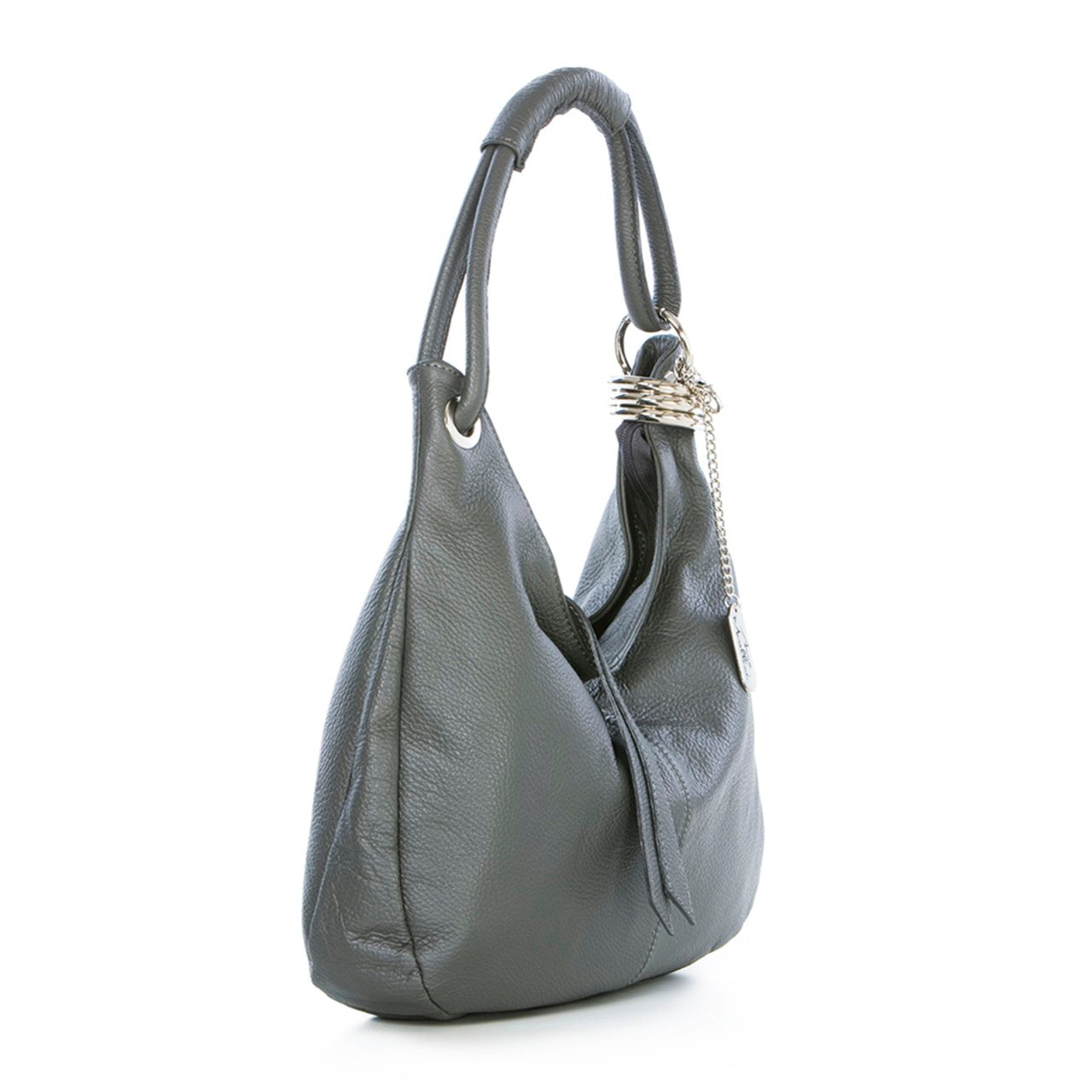 Sac hobo Anna Morellini Alba - Cuir de vachette véritable - Ash - 38 x 34 x 10 cm