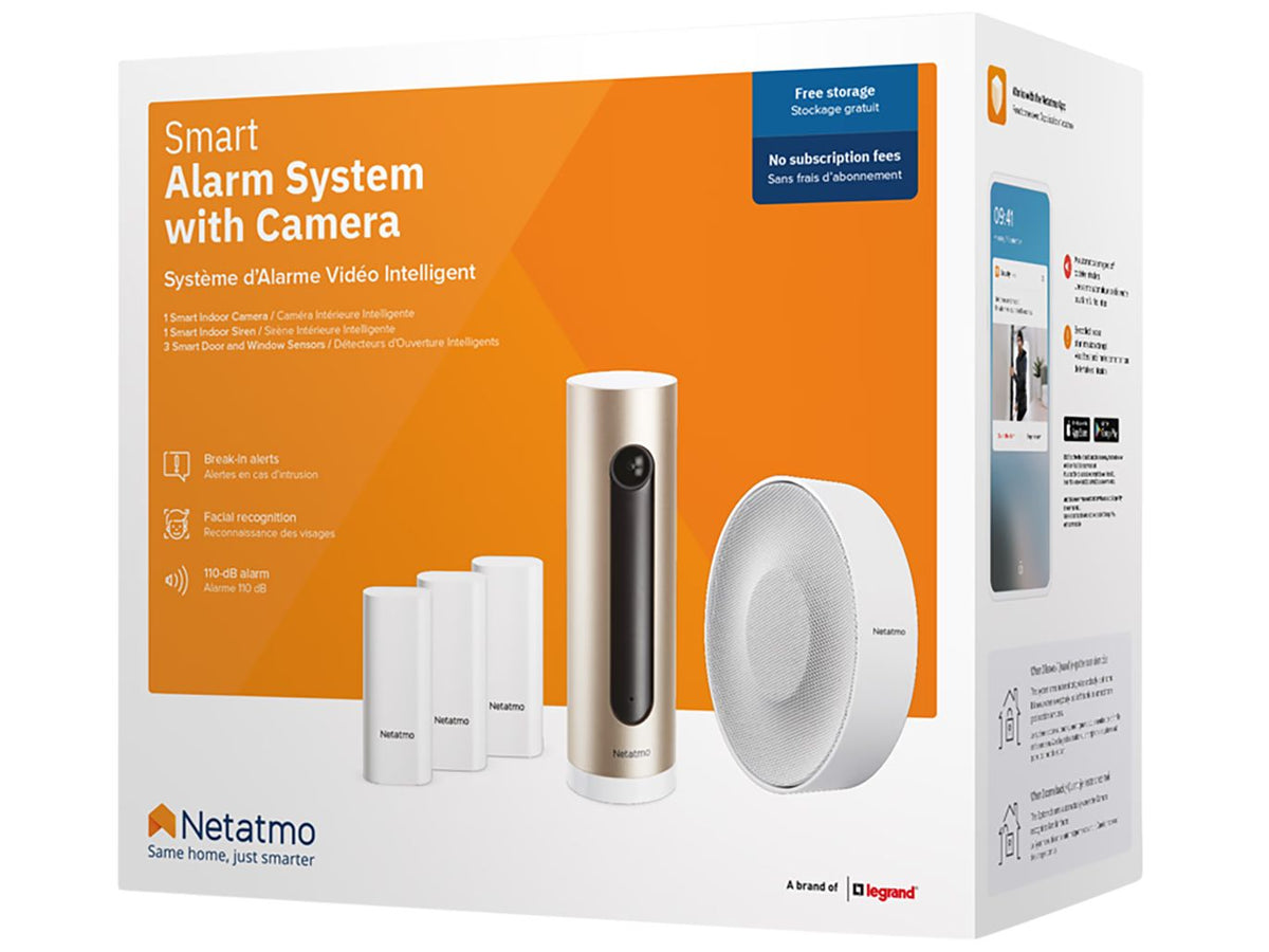 Système d'alarme intelligent Netatmo avec caméra - Reconnaissance faciale et sirène de 110 dB - 165 x 65 x 65 mm