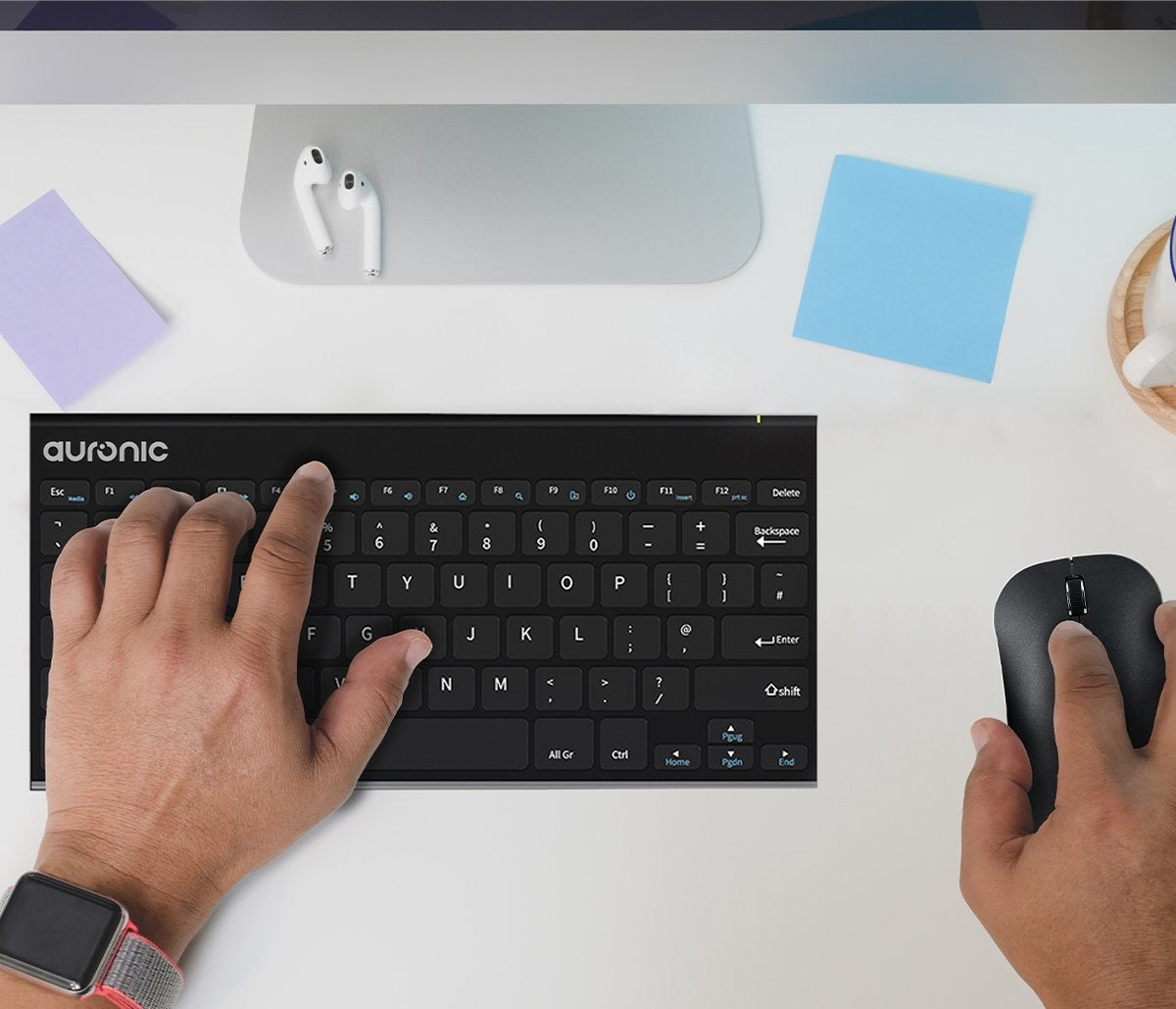 Clavier et souris sans fil Auronic - QWERTY - Noir