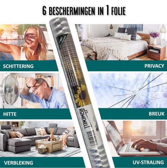 Homewell Film pour fenêtre HR++ 70x300 - Isolation et protection solaire - Anti-glace - Statique - Lamelles