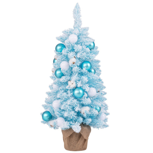 Sapin de Noël Coast - PVC - 136 embouts de branches - 24 boules et 12 boules de coton incluses - 44x90 cm - Bleu