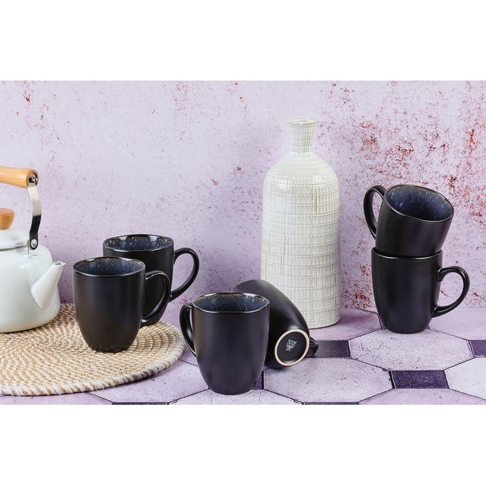 bjorn Luxury Mug Set 'Iris' - 6 Pieces (40cl) - Stylish Blue Night - Parfait pour le café, le thé et le cappuccino