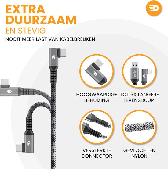 Drivv. Câble USB vers USB C - Crochet - Modèle 2024 - Câble de données et de charge USB C - Charge rapide / Charge rapide - 1 mètre court - Convient à Samsung, iPhone 15 et autres - Gris