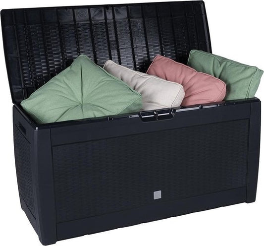 Boîte de rangement de jardin - Lifetime Garden - avec roues et poignées - 310L - Noir