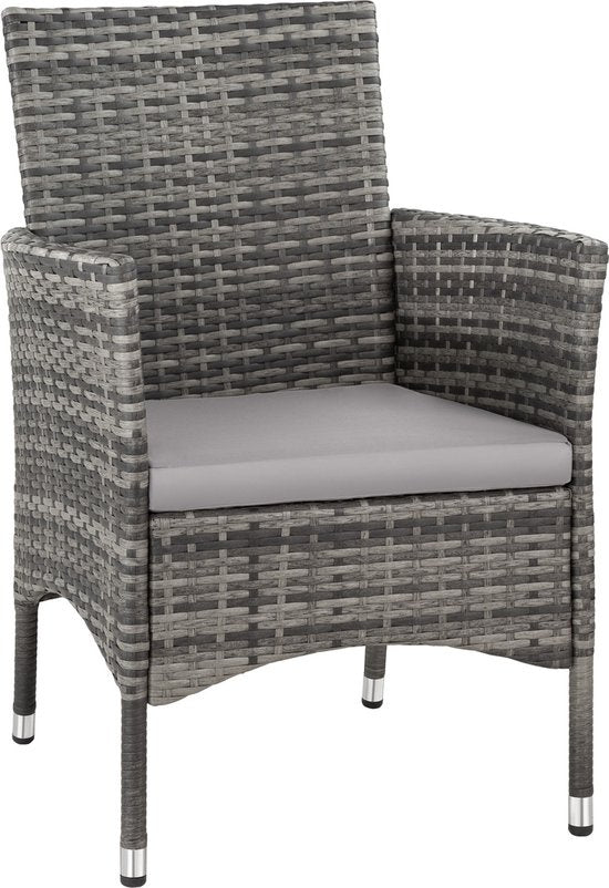 Tectake - lot de 2 chaises de jardin en osier avec 4 housses de coussin - couleurs variées - gris