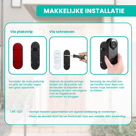 Sonnette vidéo avec caméra - avec gong et carte SD 32GB - sans fil - sonnette intelligente - application gratuite - noir - Saaf ALL-VD