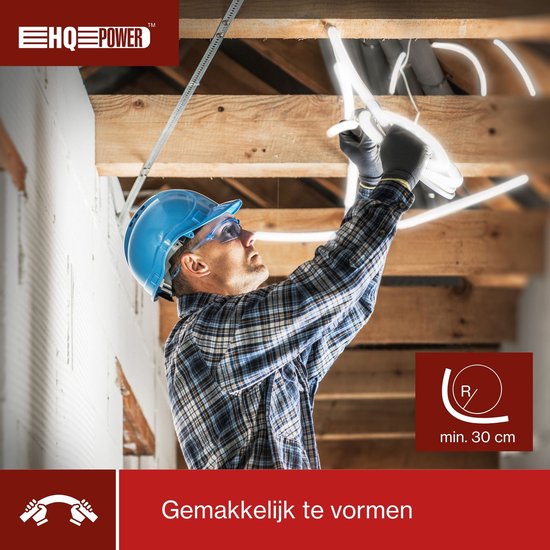 HQ-Power Flexible LED sur enrouleur, 6500 °K, 2850 lm, idéal pour l'éclairage des chantiers, cages d'escaliers, cages d'ascenseurs, etc., utilisable à l'intérieur et à l'extérieur, 30 m, blanc froid