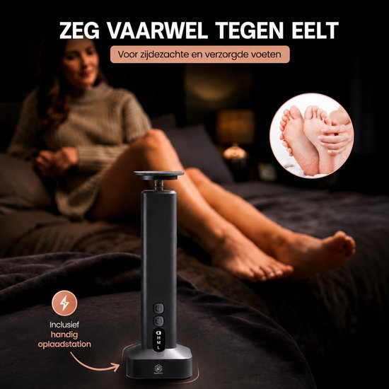 Beeperfect® Appareil électrique anti-callosités Pro - Lime pour les pieds - Lime anti-callosités - Sans fil - Rechargeable - Avec station de recharge - 60 feuilles abrasives - Noir