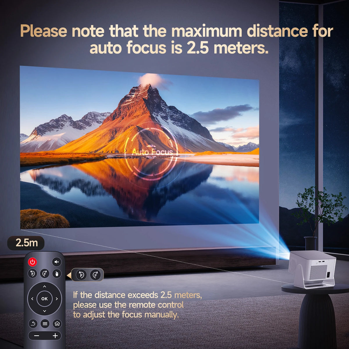 Projecteur Magcubic HY350 Max Smart – Full HD 1080p natif – 900 ANSI – Android 14 – Mise au point automatique – Pivotant à 180° – Wi-Fi 6 – Bluetooth 5.4 – Noir