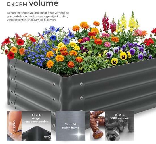 Jardinière surélevée tectake® - 80 x 60 x 30 cm - 130 L - Jardinières d'extérieur - Bac de culture - Bac potager - Acier galvanisé - Fond ouvert - Jardin d'herbes aromatiques - Bac de jardin - Ergonomique