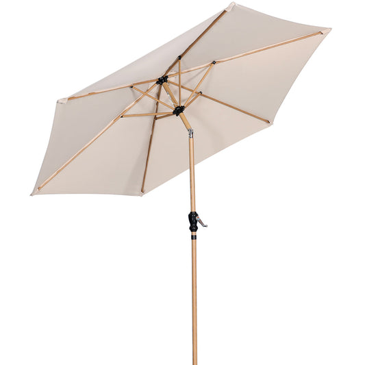 Parasol Angel Living Ø 300 cm - Parasol de jardin rond inclinable avec manivelle - Aluminium et polyester - UV50+ - Hydrofuge - Jaune crème