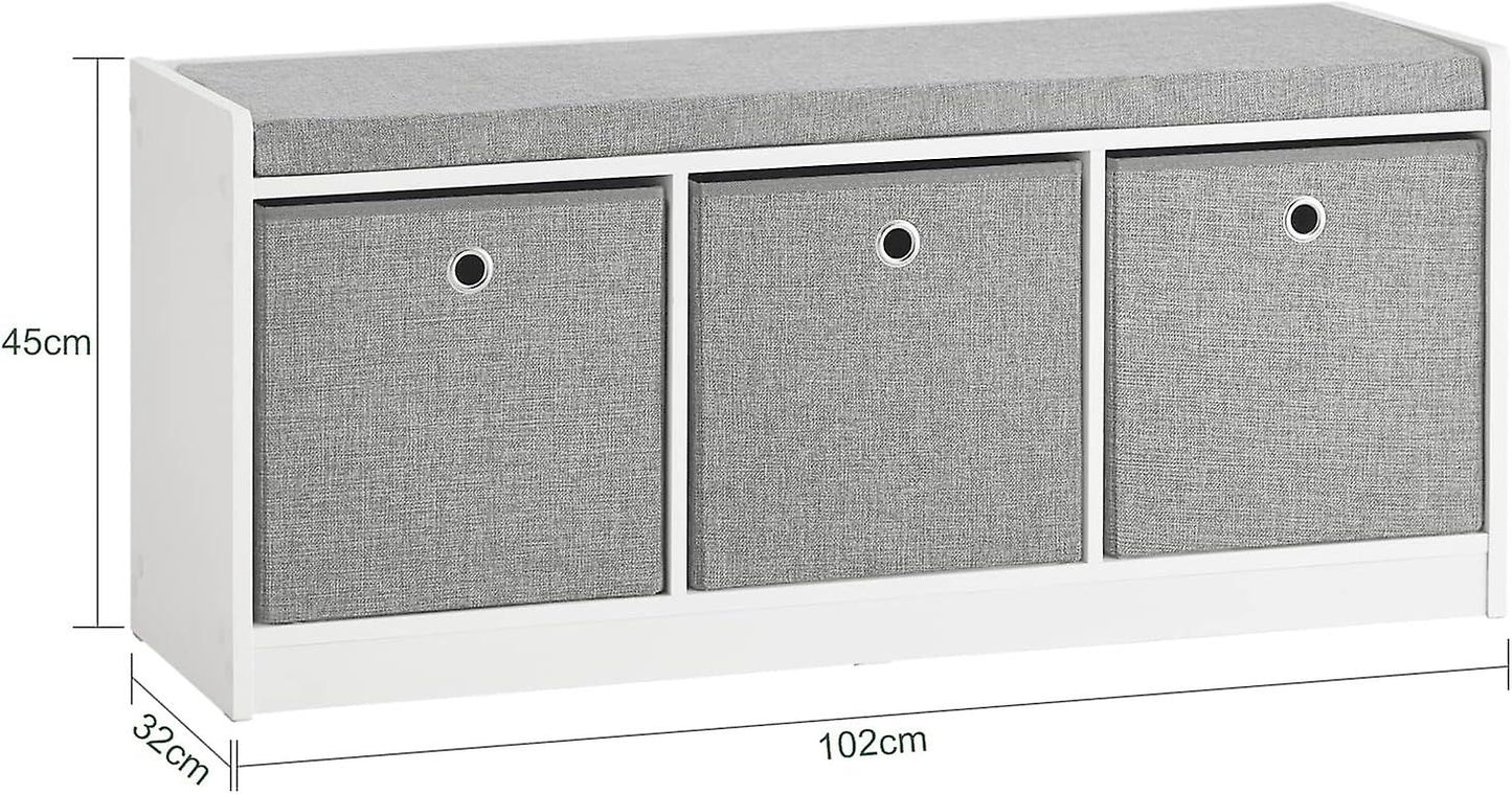 SoBuy Banc de rangement - Gris - 102x32x45 cm