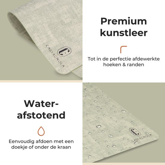 Sets de table Castagnola aspect cuir - Sets de table antidérapants en cuir artificiel - Sous-verre hydrofuge - Sous-verre - Sets de table en plastique - 6 pièces - 45 x 30 cm - Vert Mélange