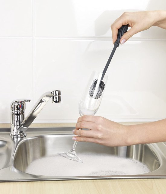Brosse à bouteilles Wenko 25 cm en silicone, grise