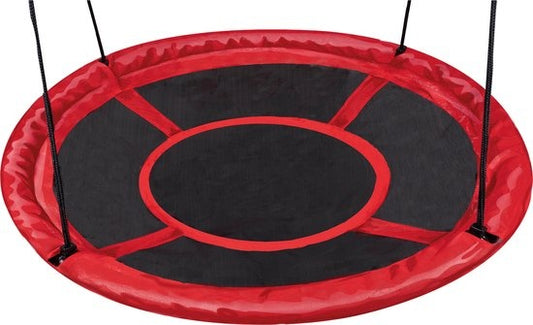 Balançoire à litière - Balançoire à vaisselle extérieure - Ø110cm - Capacité de charge de 150 KG - Balançoire ronde - Noir/Rouge