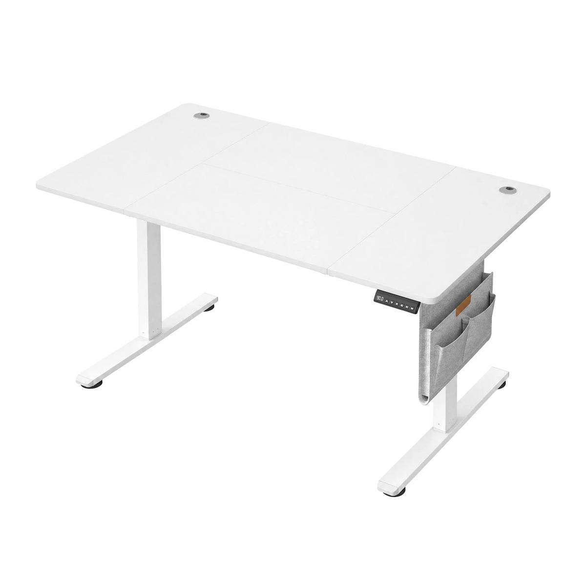 JOYFURNOS Bureau électrique assis-debout blanc 140,1 x 60,1 cm, réglable en hauteur