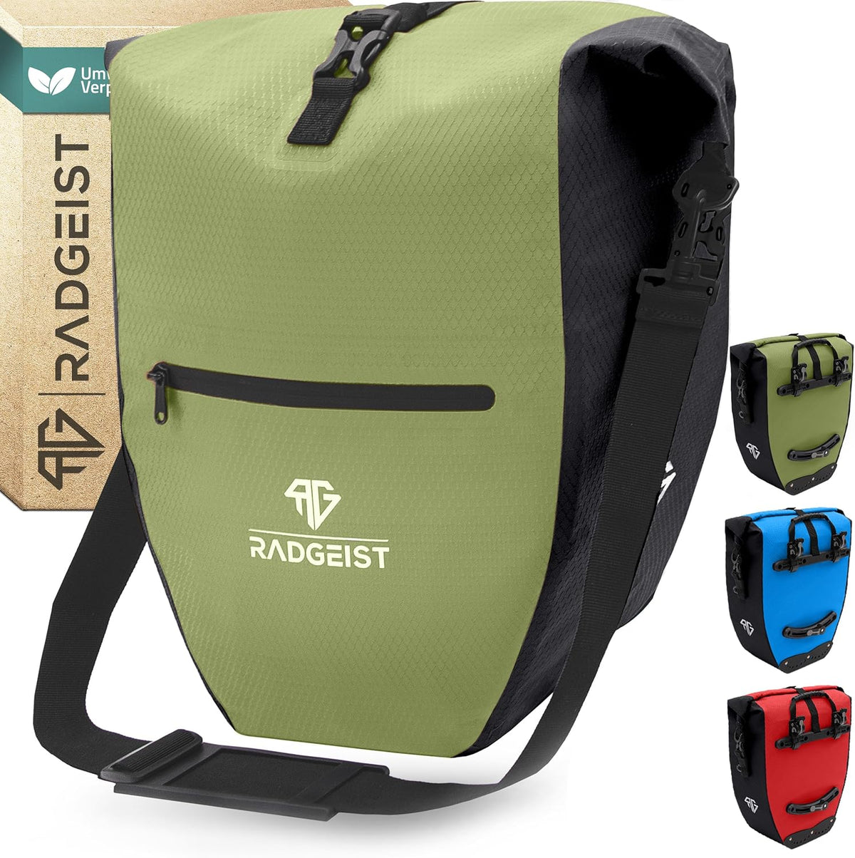 RADGEIST sacoche de vélo pour porte-bagages - sacoche de vélo pour porte-bagages - sacoche de vélo étanche et sac à bandoulière - sacoche de vélo avec réflecteurs