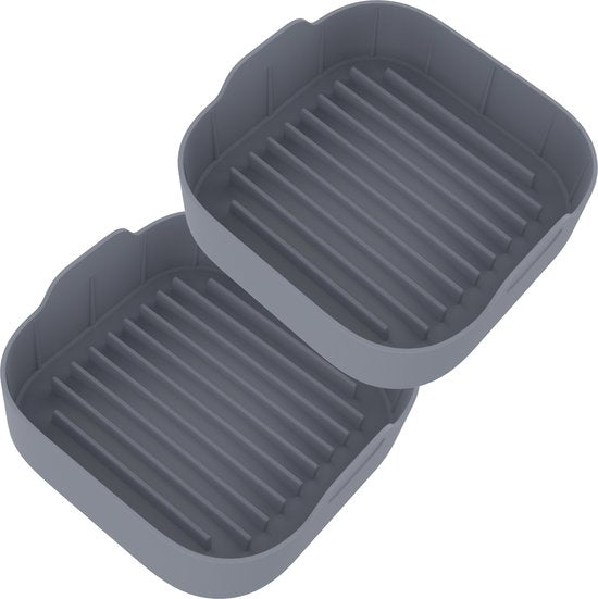 KitchenLove Plateaux pour friteuse en silicone XXL - 2 pièces - Carré - Alternative au papier sulfurisé - Accessoires - Sans BPA - 20CM