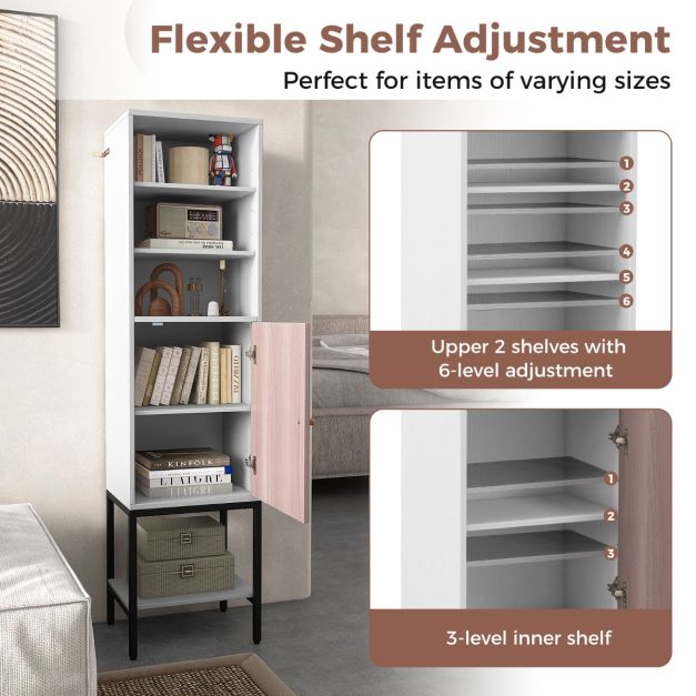 Armoire Coast - Bois & MDF - Système anti-basculement - 38 x 30 x 146 cm - Blanc
