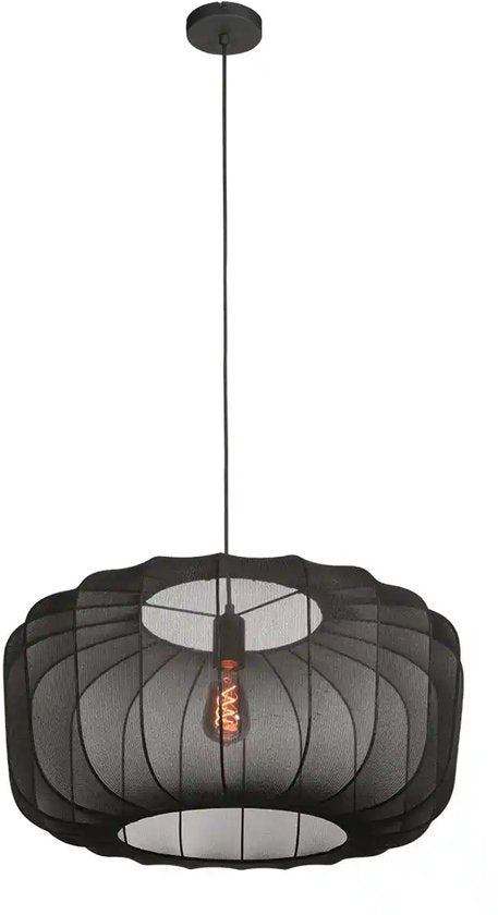 Anne Lighting - suspension - Sable - noir - lin et métal - Ø 60 cm - E27 - 4193ZW