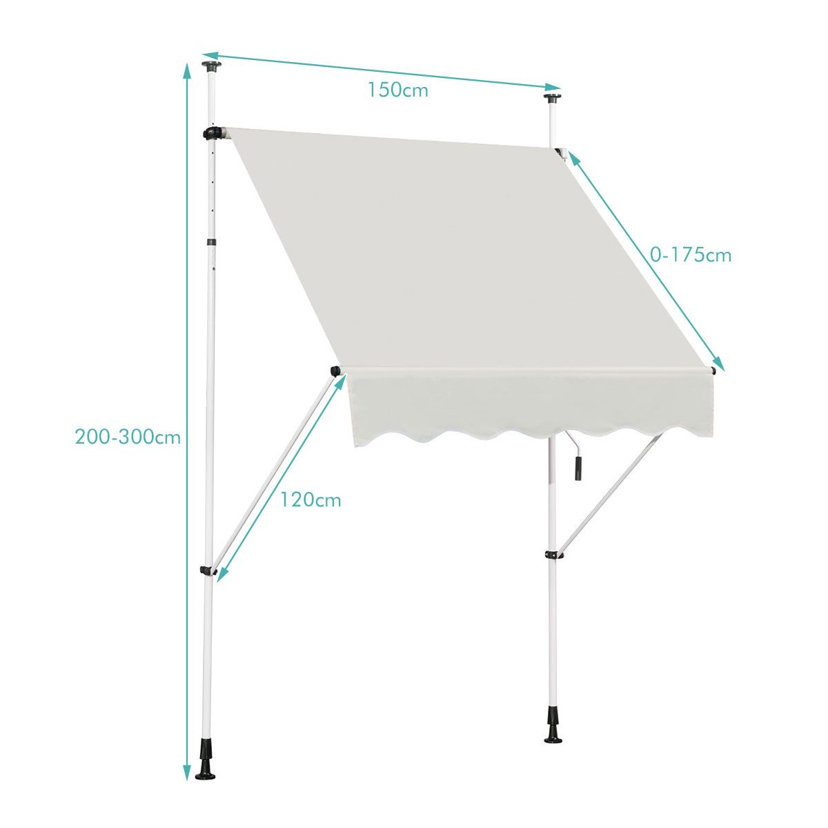 Auvent rétractable - Coast - Imperméable - 150 x 120 cm - Beige