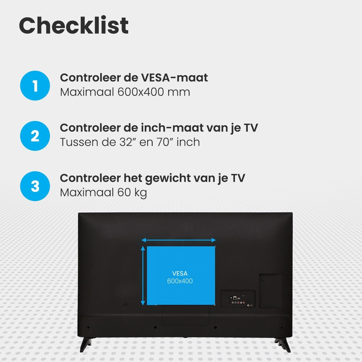 Support TV Auronic - Inclinable - 32 à 70 pouces - jusqu'à 60 KG - Noir