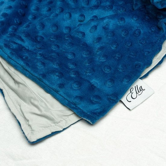 Housse pour la couverture d'aggravation d'Ella | Pour la variante de 2,4kg 90x120cm | Coton bio et tissu minky | Bleu et gris