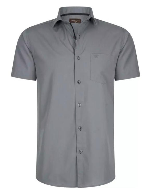 Cappuccino Italia - Chemise homme Uni - Manches courtes - Gris clair - Taille XXL
