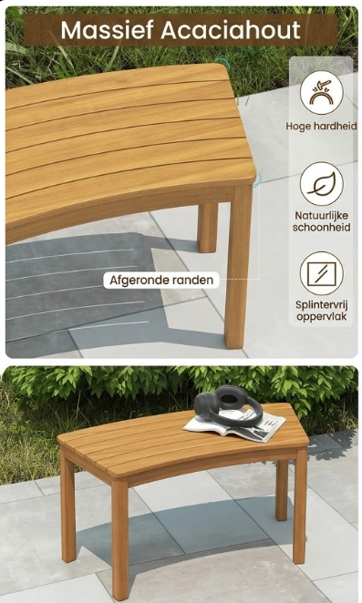 Coast Lot de 2 bancs de jardin en bois - Bois d'acacia - Résistant aux intempéries - Capacité de charge de 180 kg - Naturel