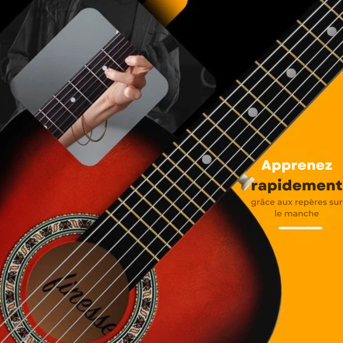 Guitare acoustique – Finesse – set débutant – Guitare classique, enfants et adultes – cordes en Nylon