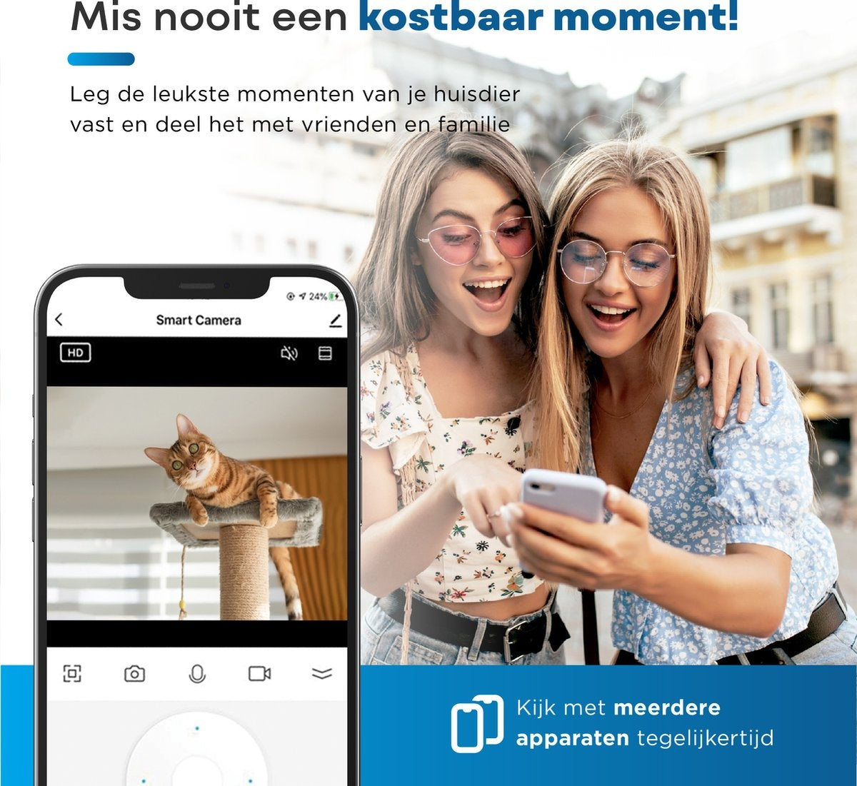 AyeCam Pet Camera - Avec App - Incl. 32GB SD - WiFi - Détection de mouvement et de son - Caméra de sécurité - Caméra pour chien
