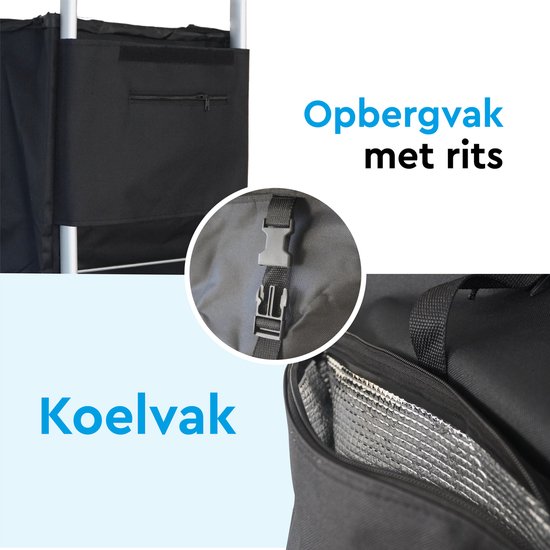 BRASQ Caddie - 45 Litres - Caddie avec compartiment réfrigérant - Pliable - Résistant aux intempéries - jusqu'à 35KG - Structure en aluminium