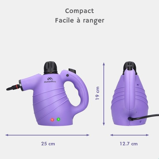 MotionFlow - Nettoyeur vapeur portatif - 12-en-1 - Multifonction - 1150 W - 450 ML - Violet