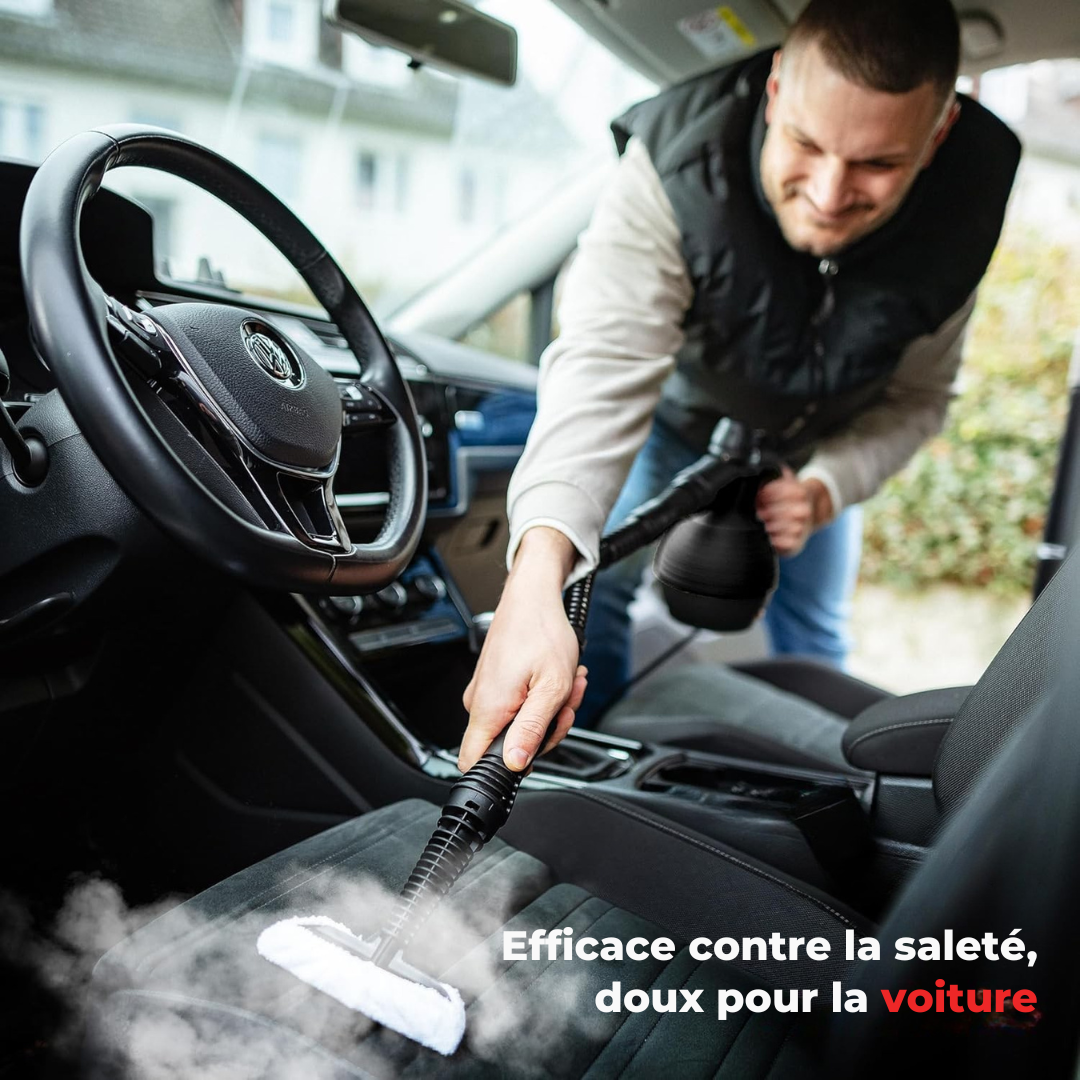 Nettoyeur vapeur à main – Réglage de la vapeur – Comprend 10 accessoires – Réservoir de 350 ml – Noir