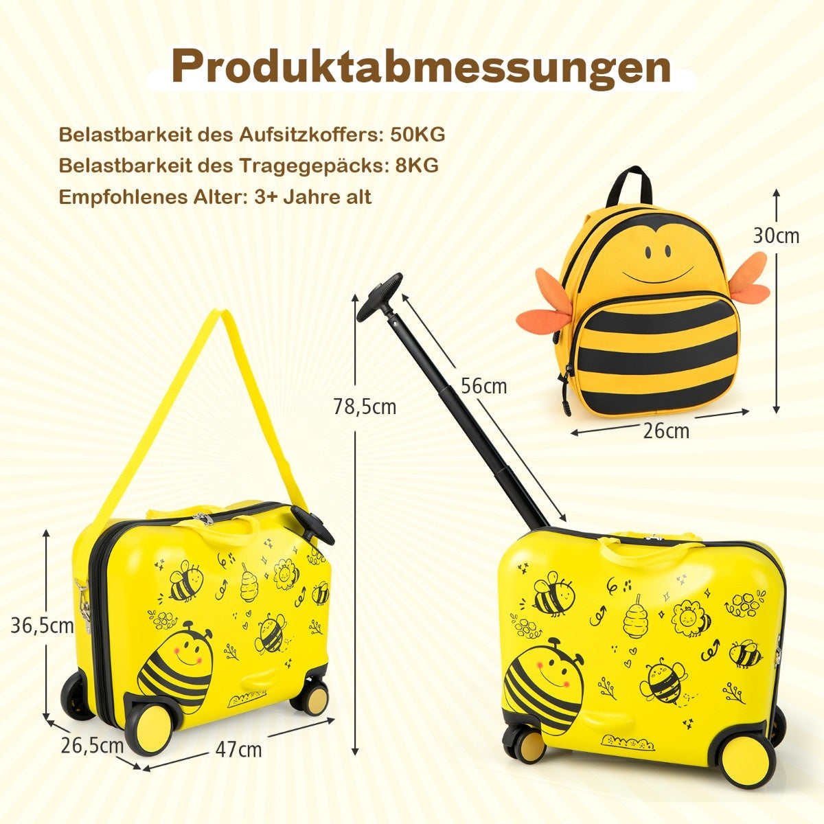 Coast 2 -PCS Kindofer + Backpack Mallette de transport de 47 cm de long et sac à dos de 30 cm de large jaune