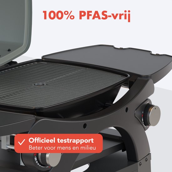 KitchenBrothers Gas BBQ - Barbecue de table et sur pied - Barbecue de table - Antiadhésif - Surface de grillade 37x48 cm - Noir