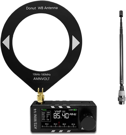 Récepteur DSP Niceminiwall ATS SI4732 V4 toutes bandes avec ESP32-S3 - FM/AM/ondes courtes/ondes longues/SSB (LSB/USB) - Écran IPS 1,9 pouces - Noir