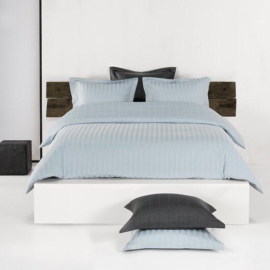 Housse de couette De Witte Lietaer en satin de coton Zygo - Format hôtel - 260 x 240 cm - Bleu