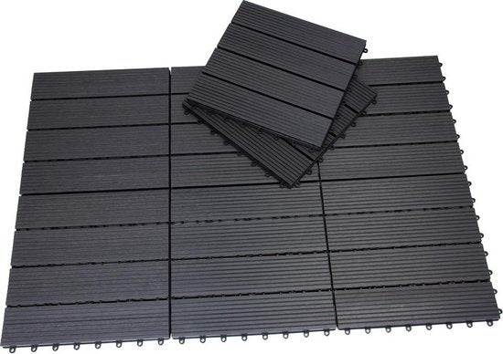 Dalles de terrasse en WPC - Système d'insertion classique 30x30cm - Anthracite