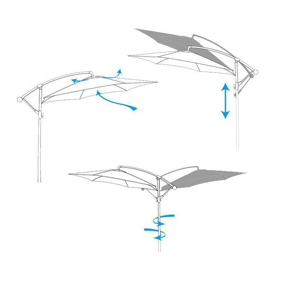Lifetime Garden Parasol flottant avec pied - Parasol inclinable - ⌀300 x 300 cm - Parasol de balcon avec système d'inclinaison - réglable jusqu'à 3 mètres de haut - Parasol Champagne